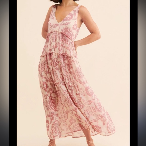 Free People Julianna floral maxi dress in a pink/ivory color combination XS - Picture 8 of 8